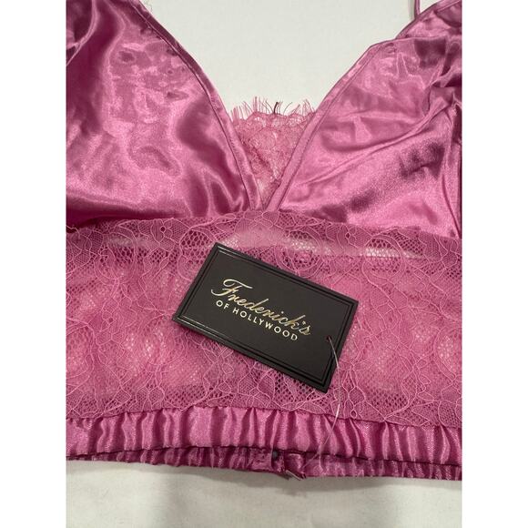 NEW Frederick's of Hollywood Delphine Satin Lace Sleep Set Plus 1X Pink NWT - Picture 4 of 12